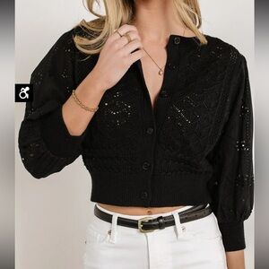 Aaron & Amber Black Cotton Cardigan